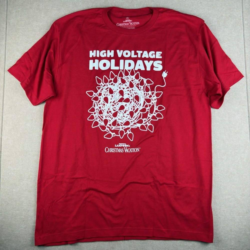 Christmas Vacation Shirt Men XL Red High Voltage Holidays Graphic Movie Tee